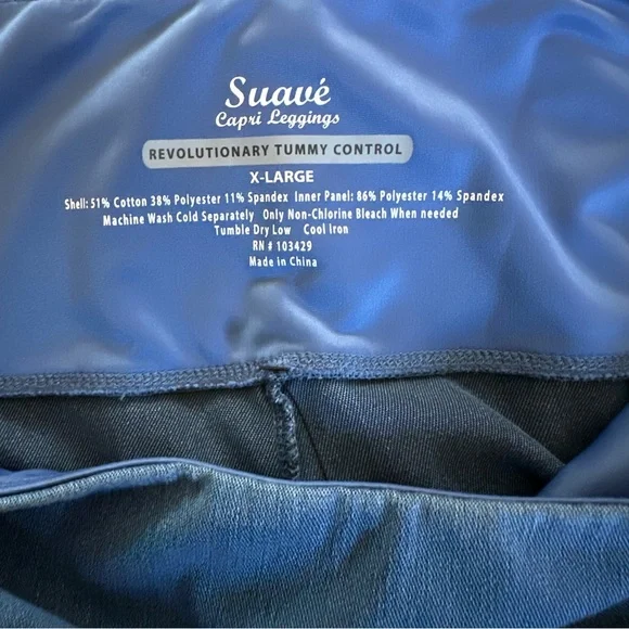 Suavé Blue Denim Look Tummy Control Capri Leggings - Picture 8 of 8